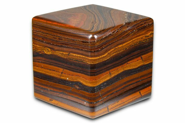 Polished Tiger Iron Stromatolite Cube - Billion Years #379589
